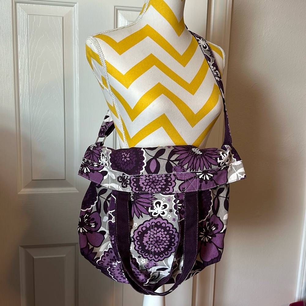 Thirty One Gifts Crossbody Retro Metro Plum Crazy Fold Over Tote